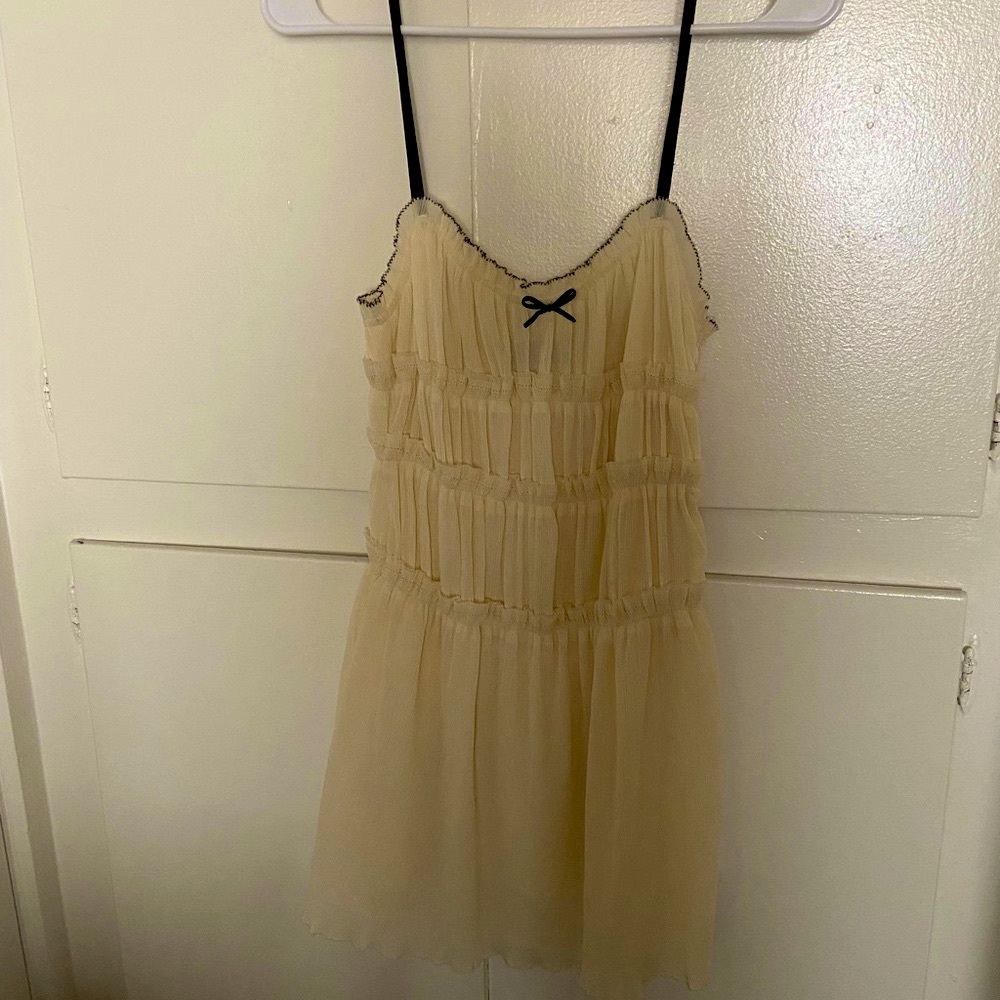 Zara Cream Mini Dress with Black Accents
